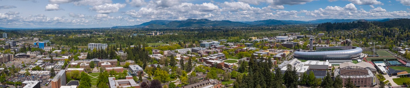 UO Eugene campus aerial view